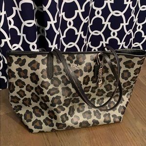 Coach ocelot gray and black city tote